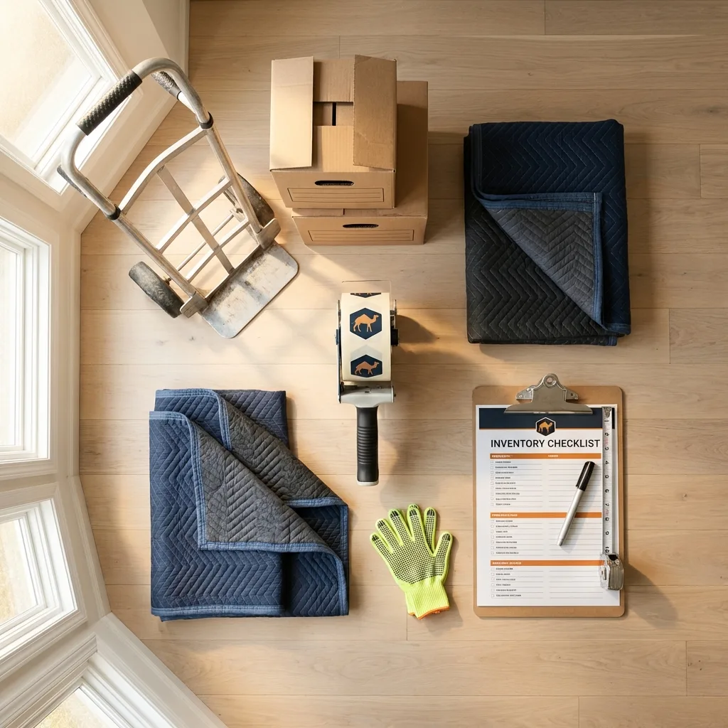 Professional moving supplies and packing materials layout for South Shore residential relocations